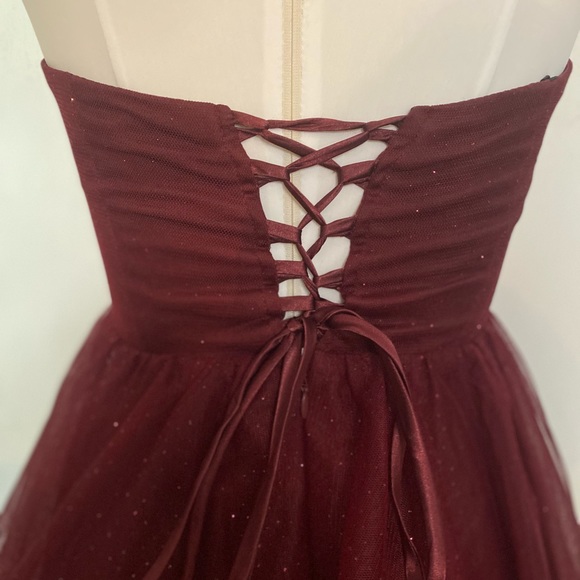 Speechless Burgundy Strapless Formal Mini Dress - Picture 3 of 5